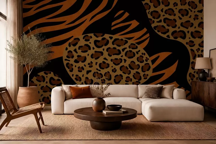 Fototapete Von Wildtieren inspirierte Leoparden- und Tigermuster w05759