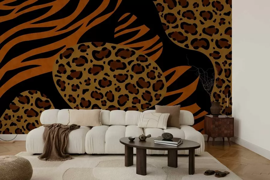 Fototapete Von Wildtieren inspirierte Leoparden- und Tigermuster w05759