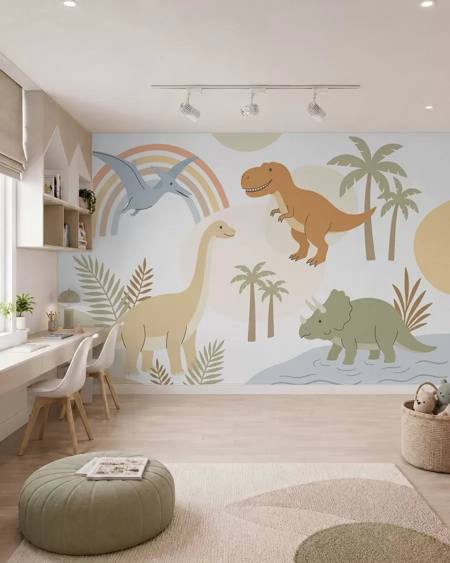 Fototapete Dinos und Regenbogen w05842