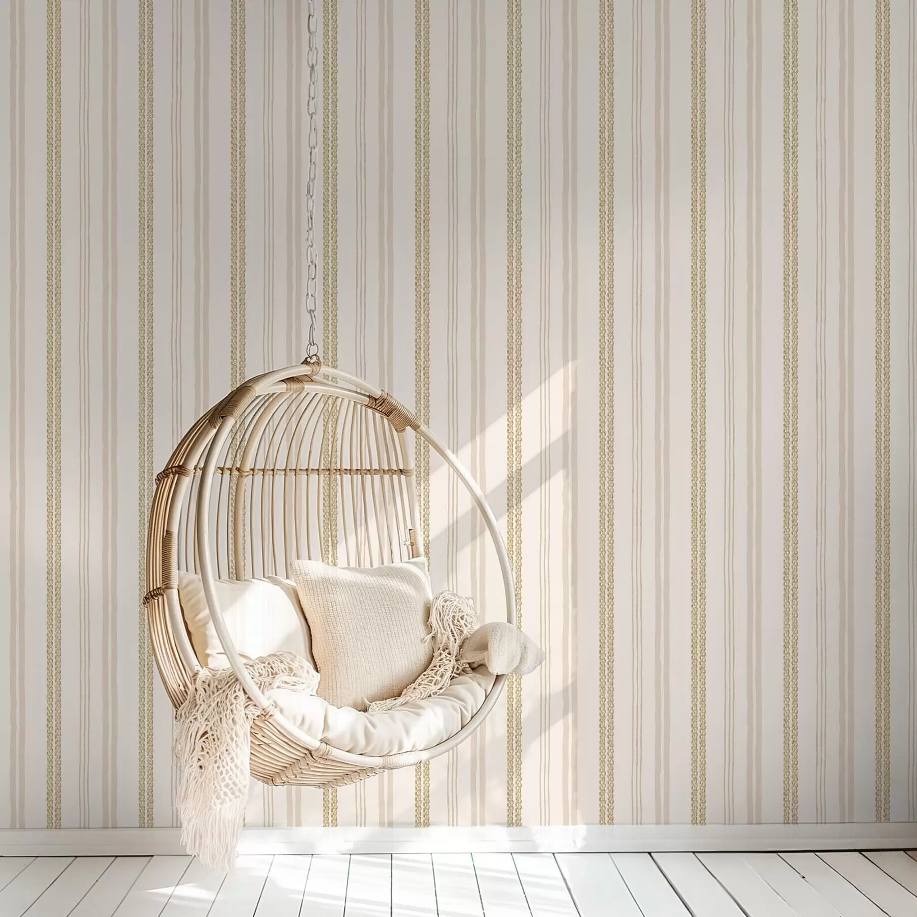 Fototapete Vertikale beige Streifen und doppelt geflochtenes Ornament a01253