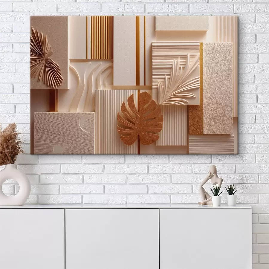 Wandbilder Geometrische Formen mit dekorativen Blättern s50442