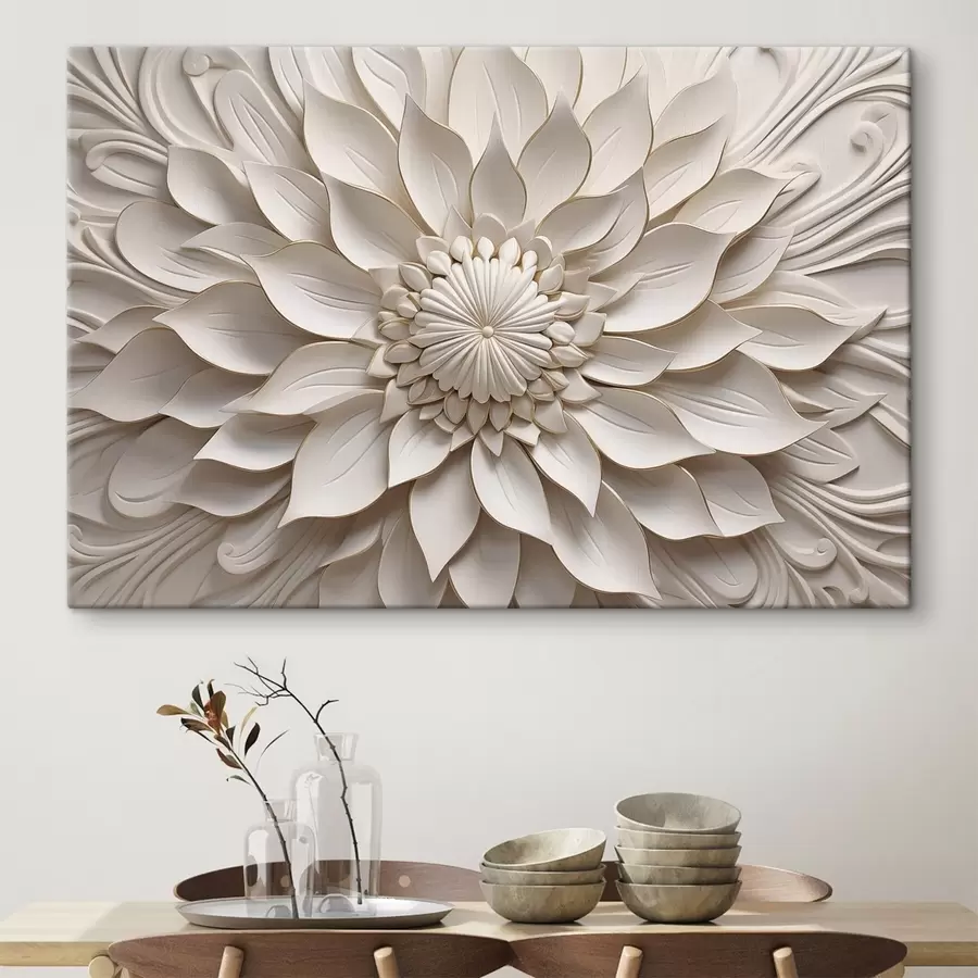 Wandbilder Relief einer Perlendahlie s50402