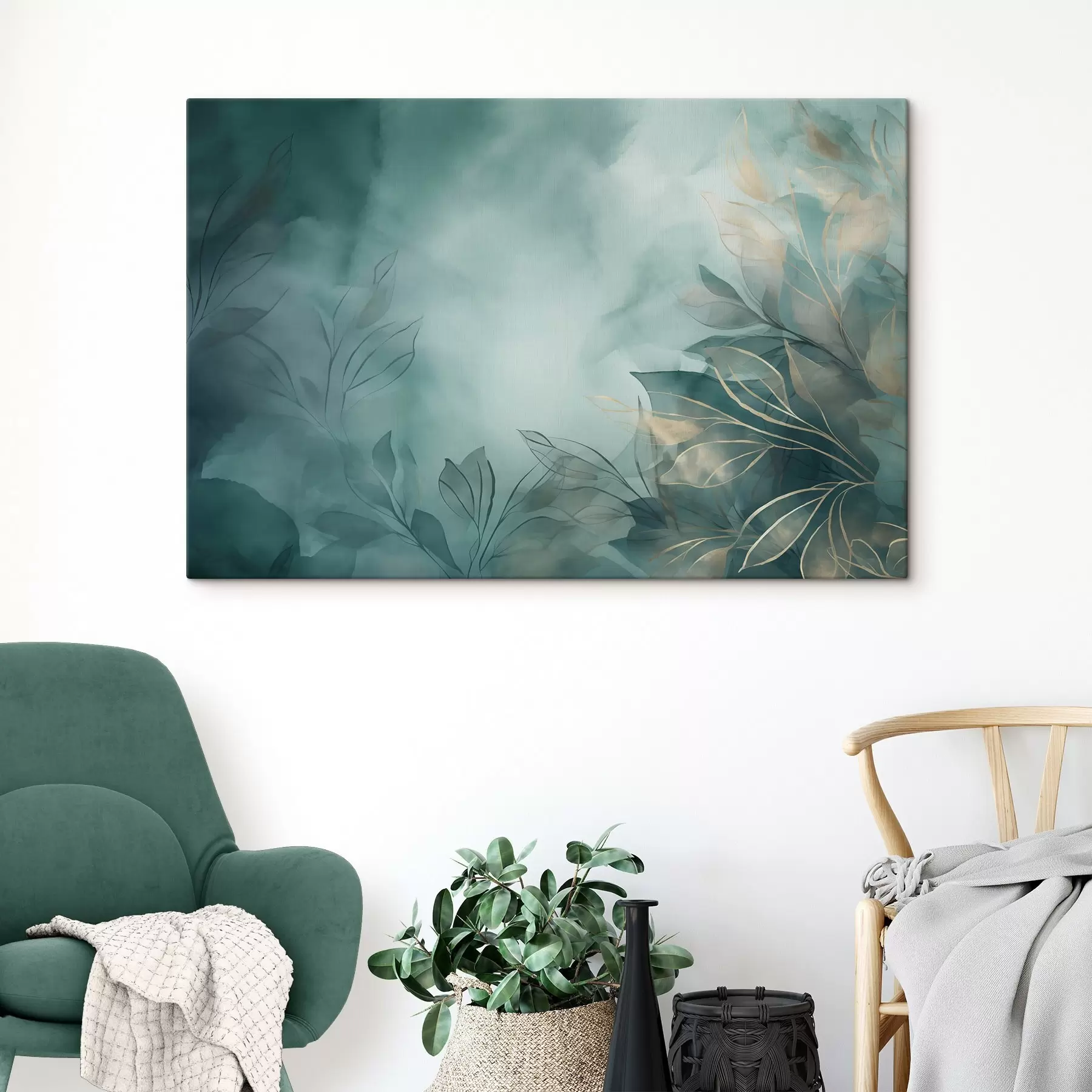 Wandbilder Türkisfarbener Aquarellnebel s50404