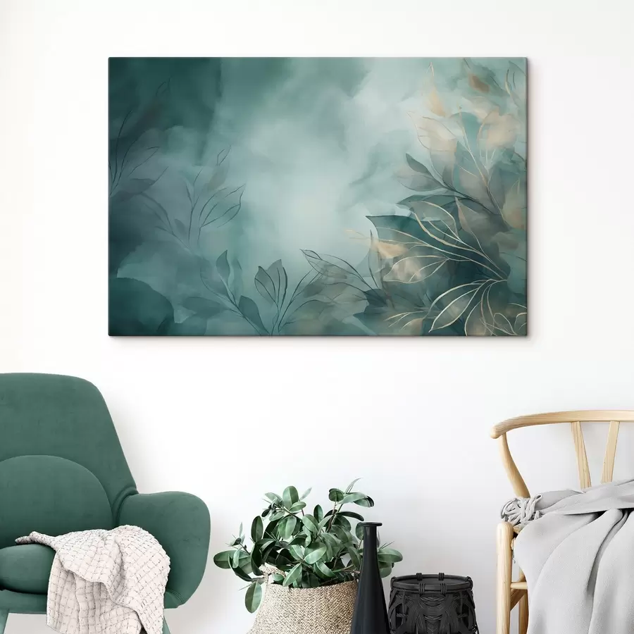 Wandbilder Türkisfarbener Aquarellnebel s50404
