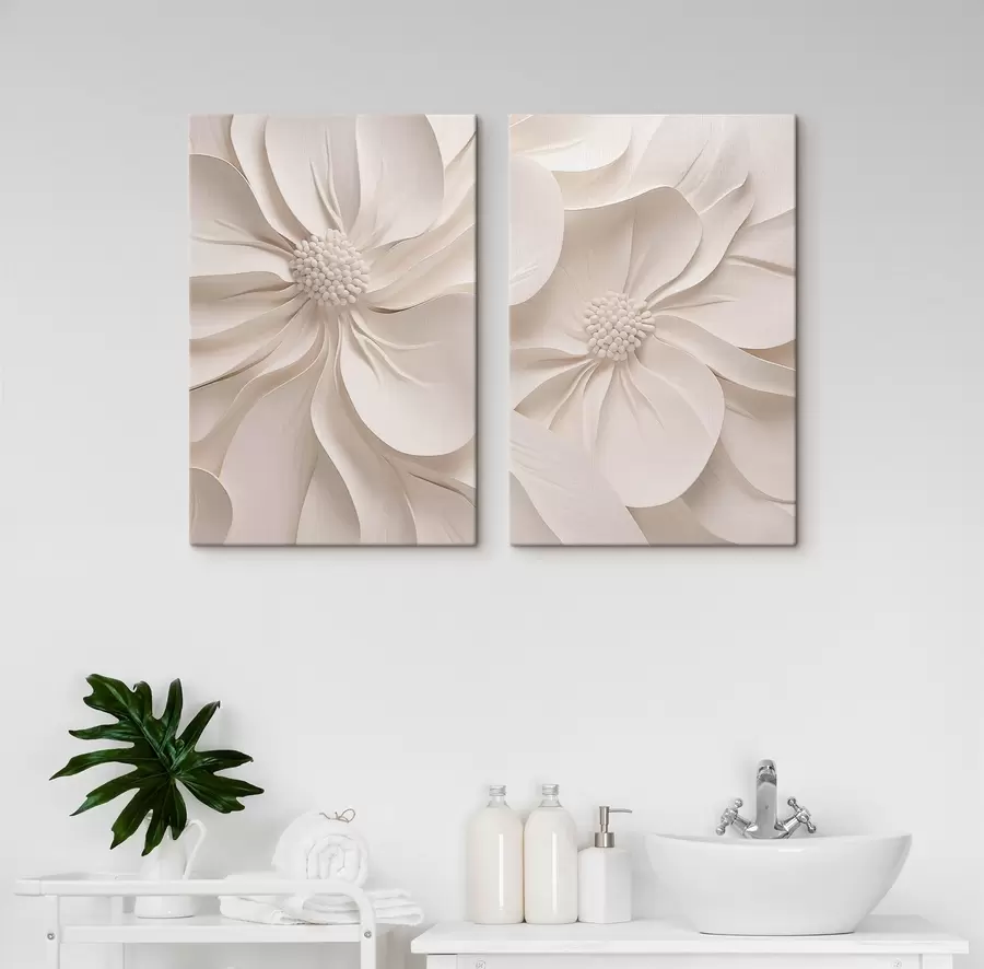 Wandbilder Weißes Blumenrelief m30907