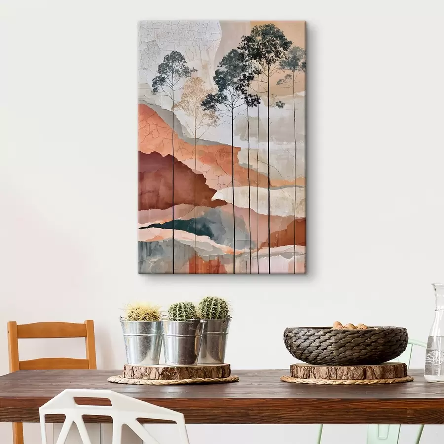Wandbilder Eine strukturierte, abstrakte Landschaft mit Bäumen s50476