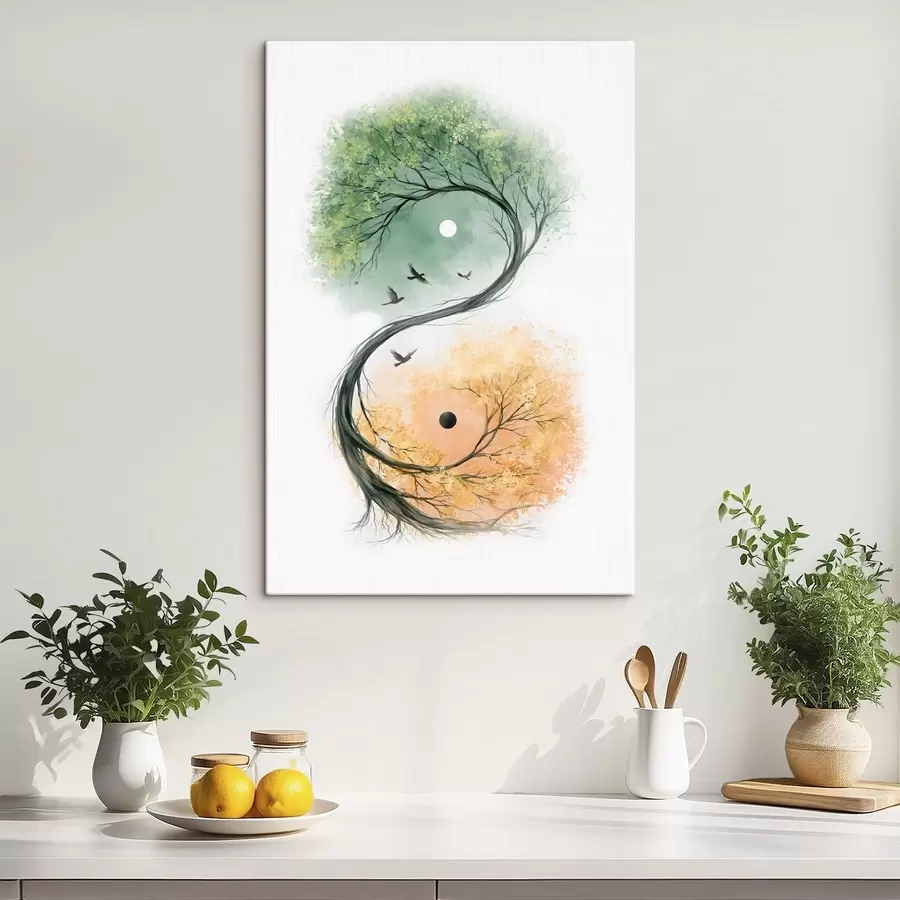 Wandbilder Ein Baum, der die Form des Yin-Yang-Symbols annimmt s50482