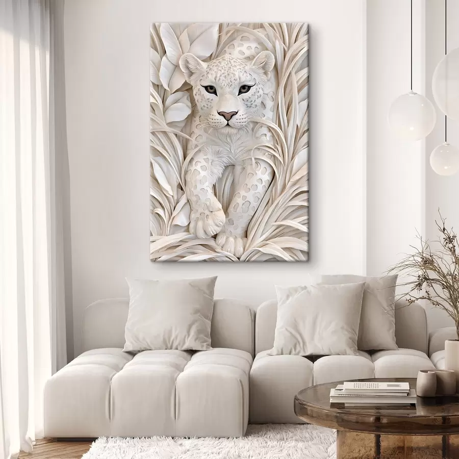Wandbilder Ein Leopard im Flachrelief-Stil s50514