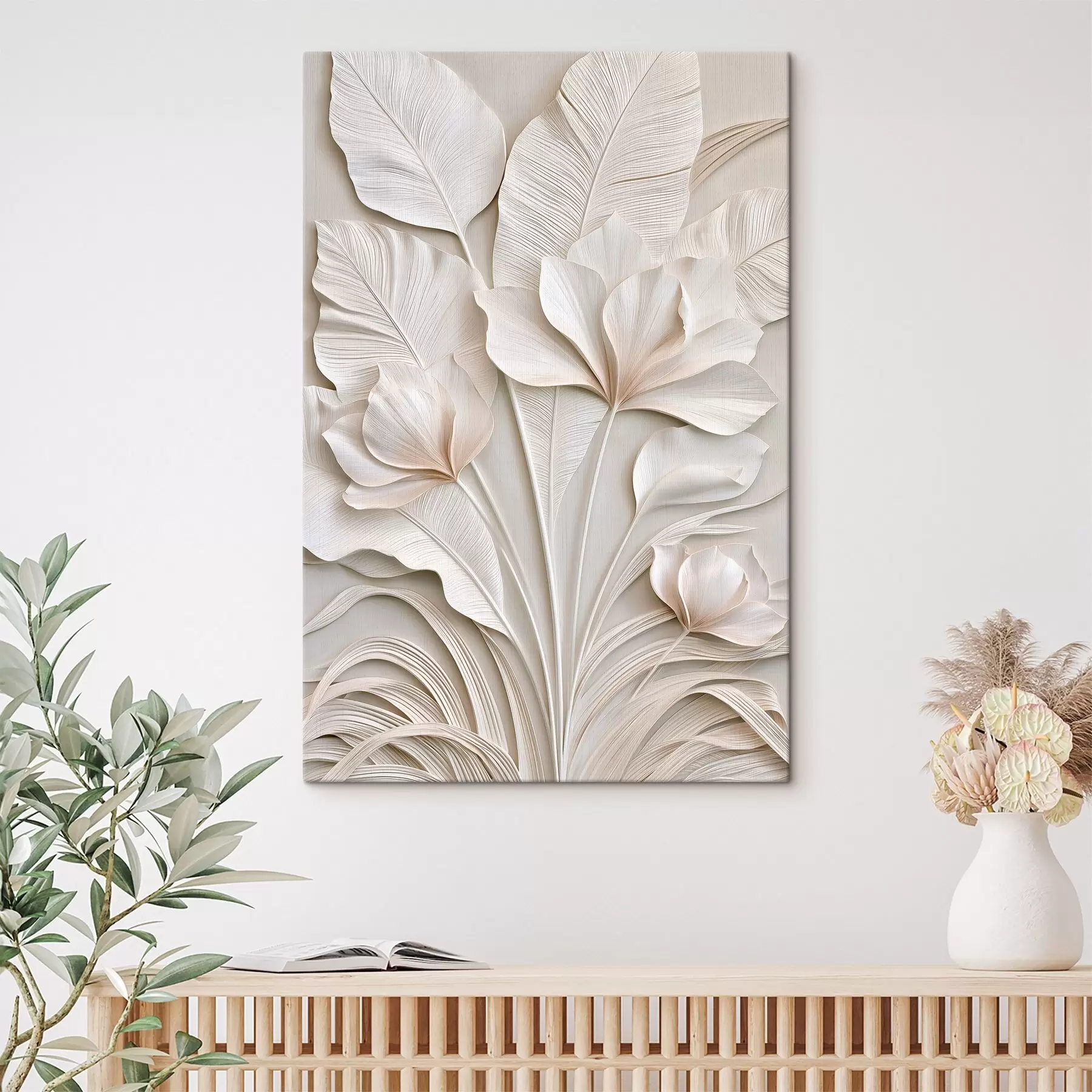 Wandbilder Tropische Blumen im Flachrelief-Stil s50515