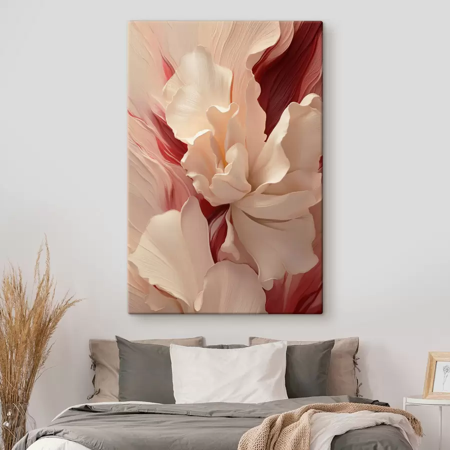 Wandbilder Zarte, vielschichtige Blütenblätter mit roten und rosa Akzenten s50634