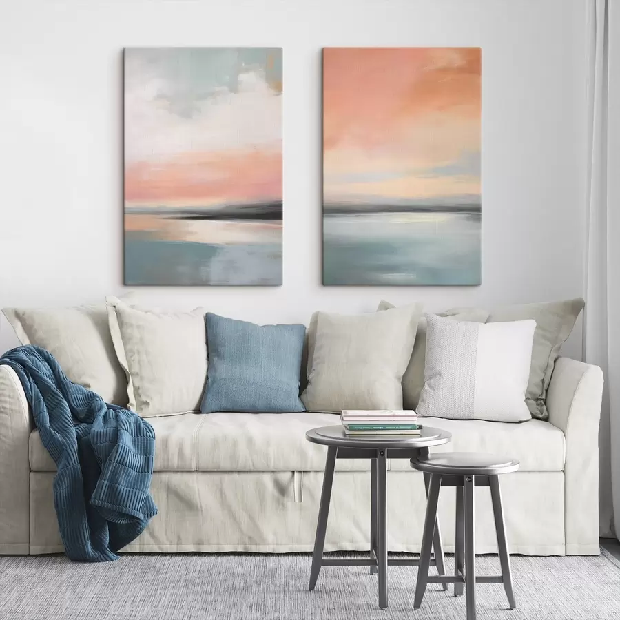 Wandbilder Abstrakte, minimalistische Meereslandschaft in sanften Pastelltönen m30969