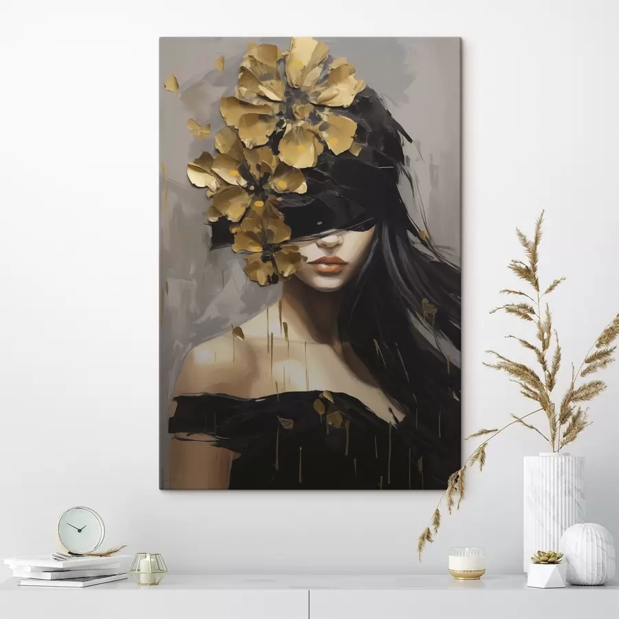 Wandbilder Abstraktes Mädchen mit Blumen im Haar s50671