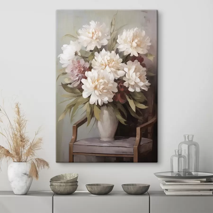 Wandbilder Ein Blumenstrauß in einer Vase, Nachbildung eines Gemäldes s50677