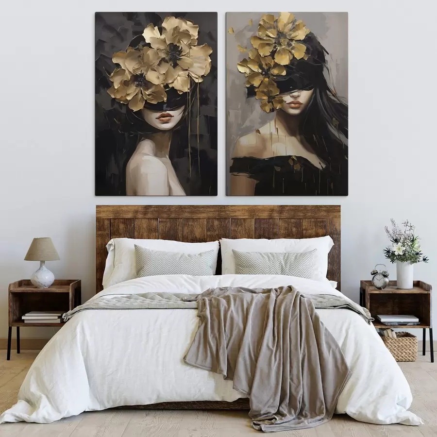 Fototapete Abstraktes Mädchen mit Blumen im Haar m30976