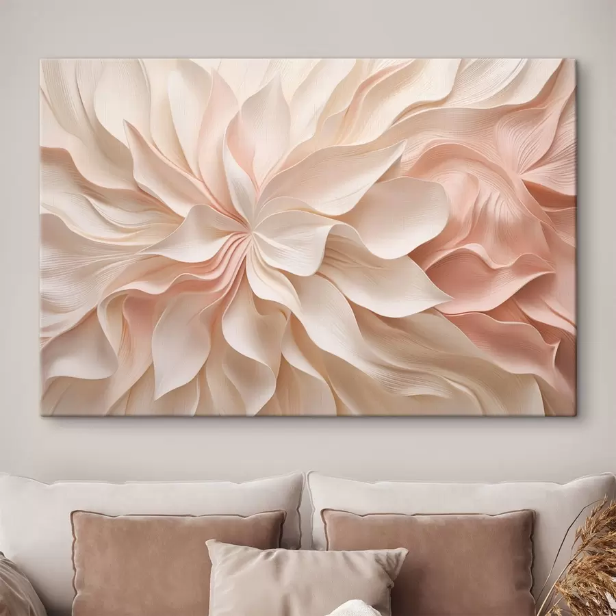 Wandbilder Dreidimensionale Blumenmotive in Creme- und Rosatönen s50599