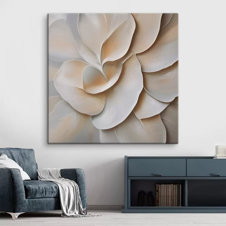Wandbilder Ein Blumenarrangement mit einer strukturierten Reliefoberfläche in Beige- und Cremetönen s50002