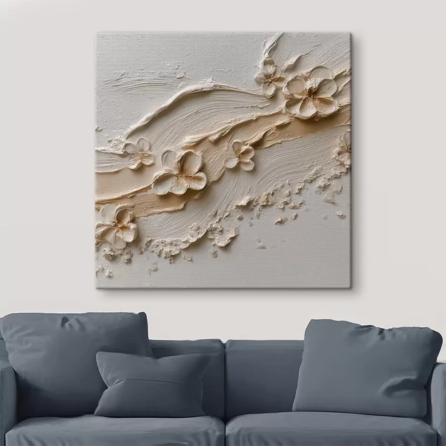 Wandbilder Eine dekorative botanische Szene mit ausgeprägtem Relief im Stil der zeitgenössischen Malerei s50003