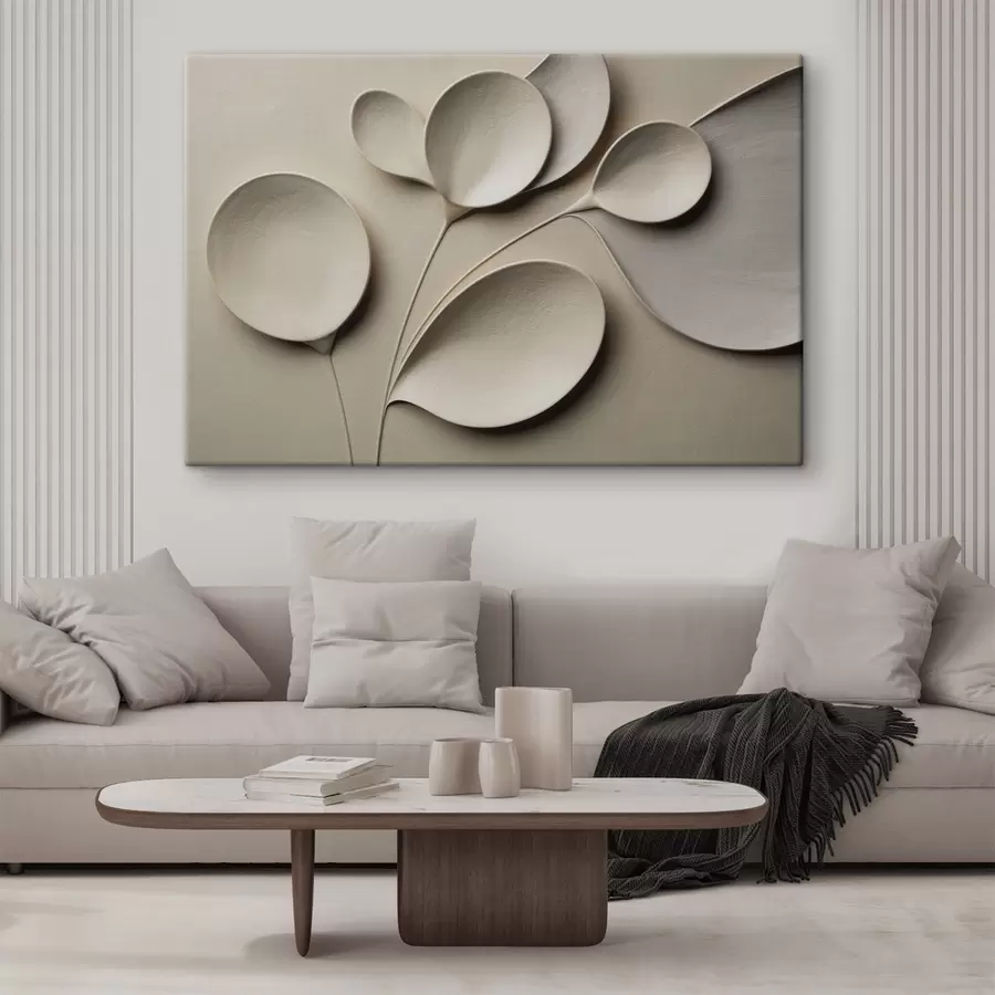 Wandbilder Eine räumlich-minimalistische Komposition in einer hellbeigen Farbpalette s50015