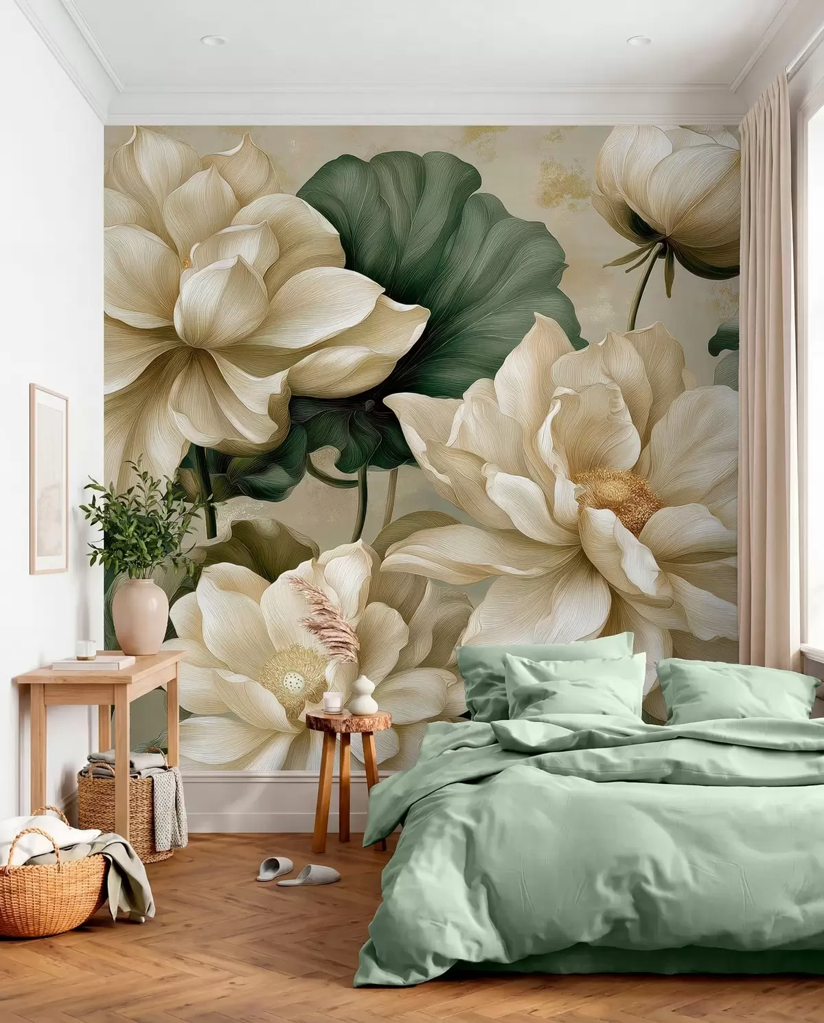 Fototapete Lotus in Creme w05746