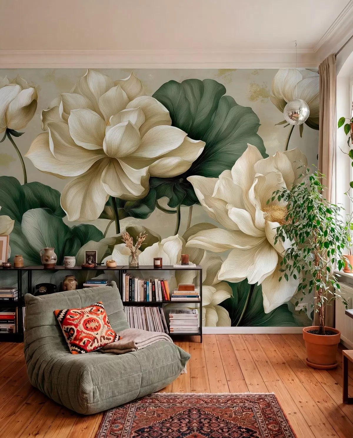 Fototapete Lotus in Creme w05746