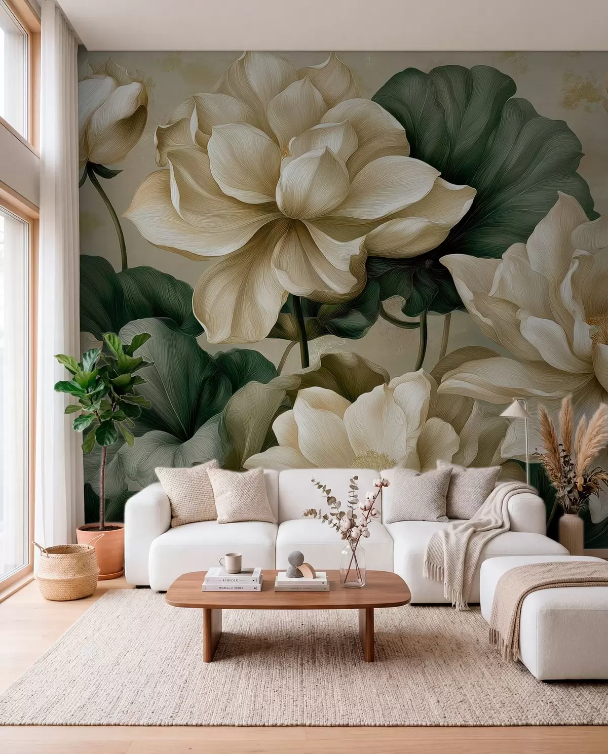 Fototapete Lotus in Creme w05746