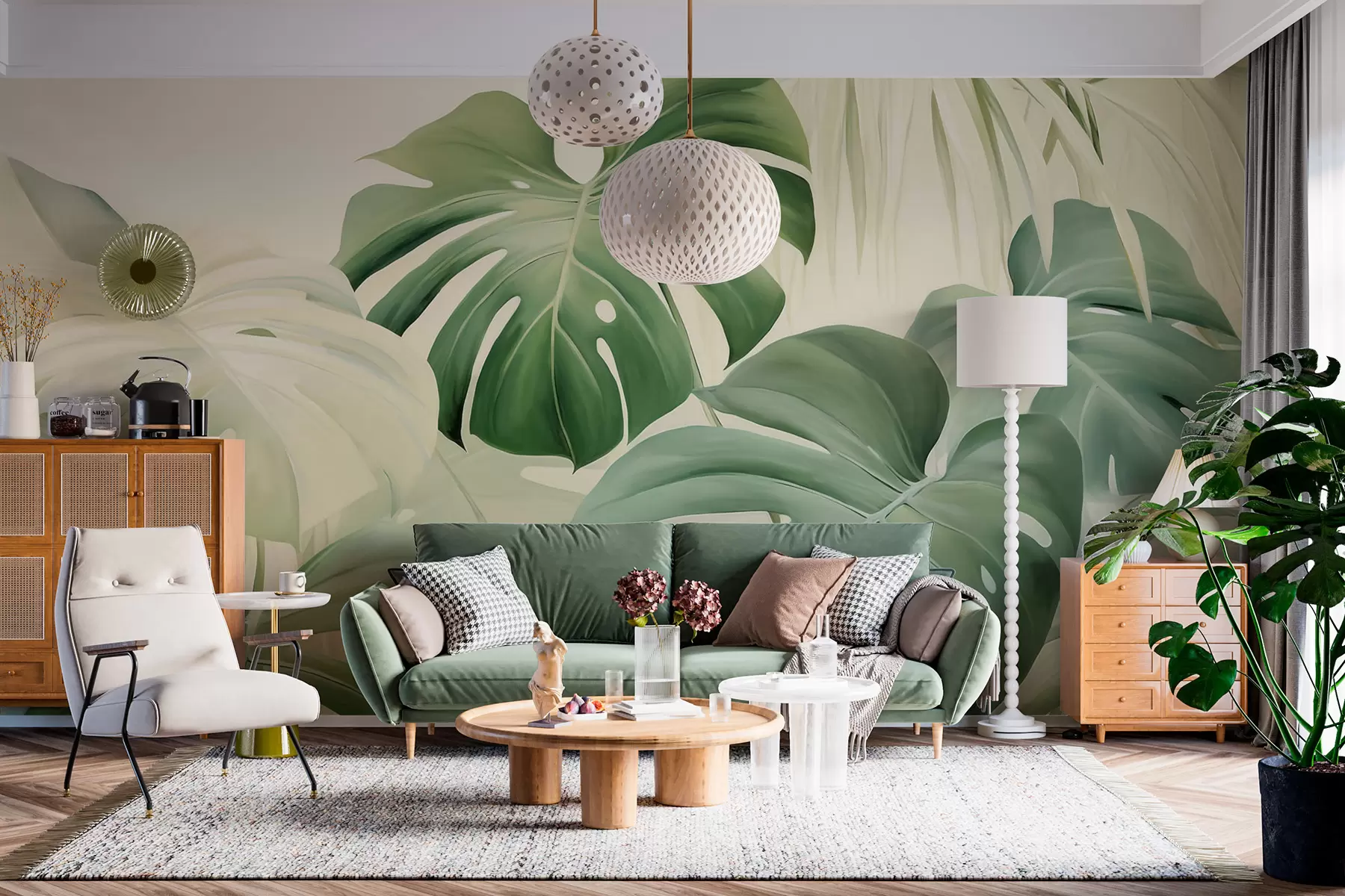 Fototapete Monstera, Palmblätter w05909
