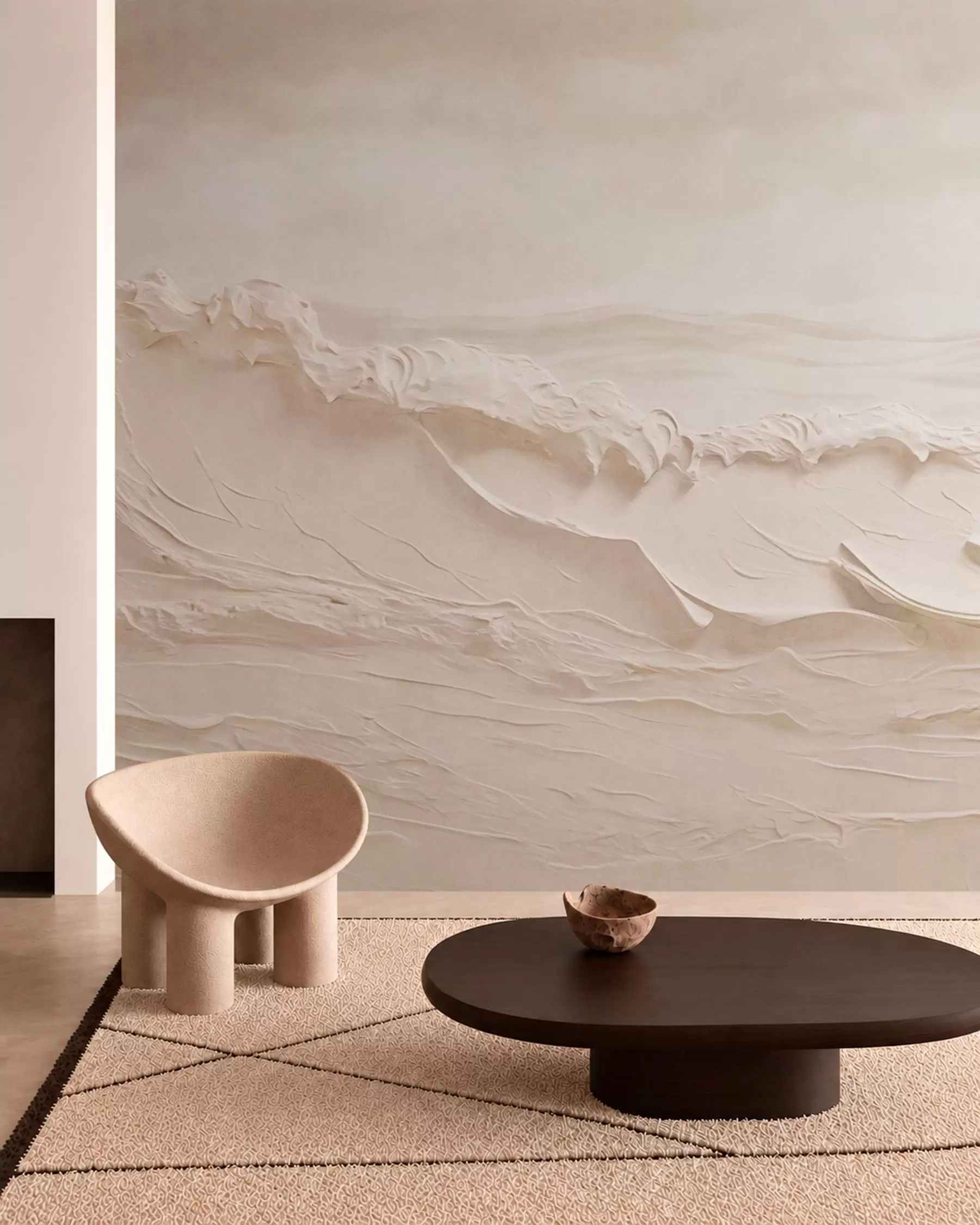 Fototapete Wellen in Creme w05898