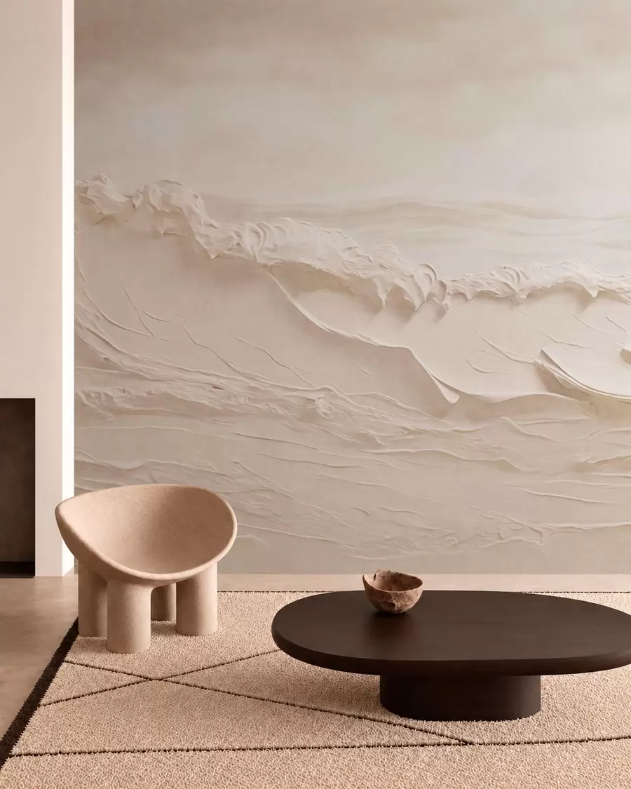 Fototapete Wellen in Creme w05898