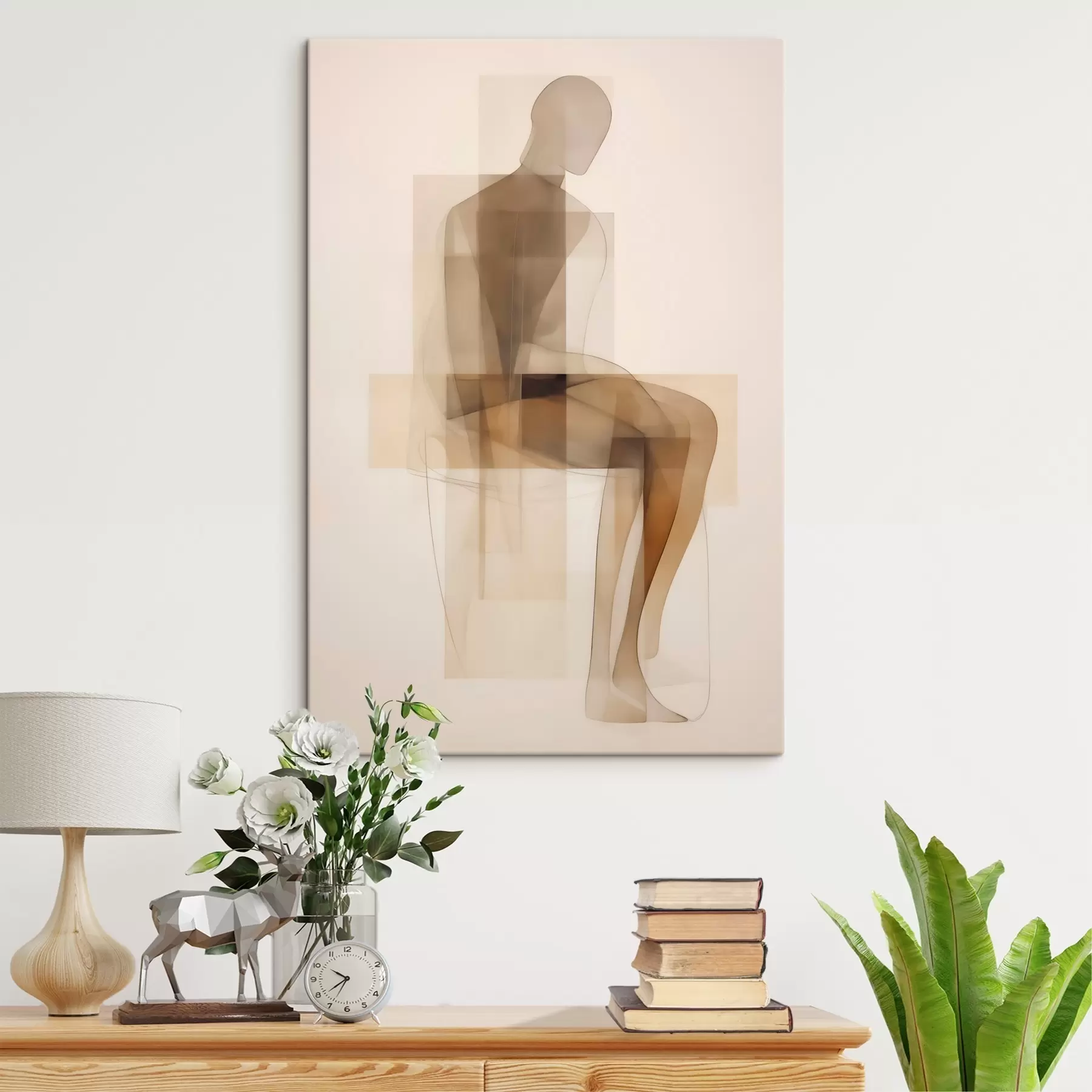 Wandbilder Abstrakte sitzende Silhouette, Malerei-Imitation s50770