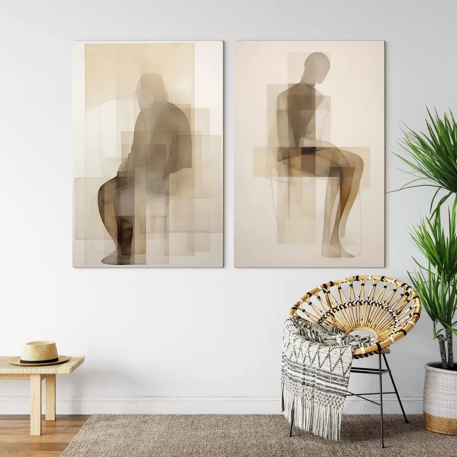 Wandbilder Abstrakte sitzende Silhouette, Malerei-Imitation m31006