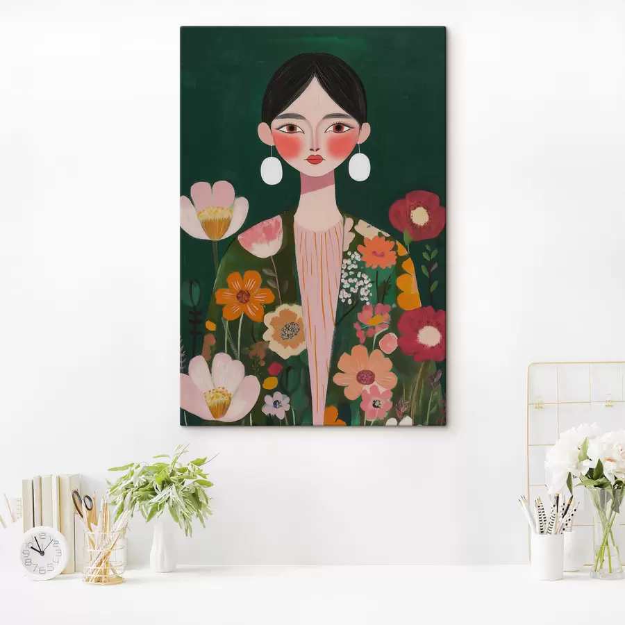 Wandbilder Mädchen inmitten von Blumen s50814