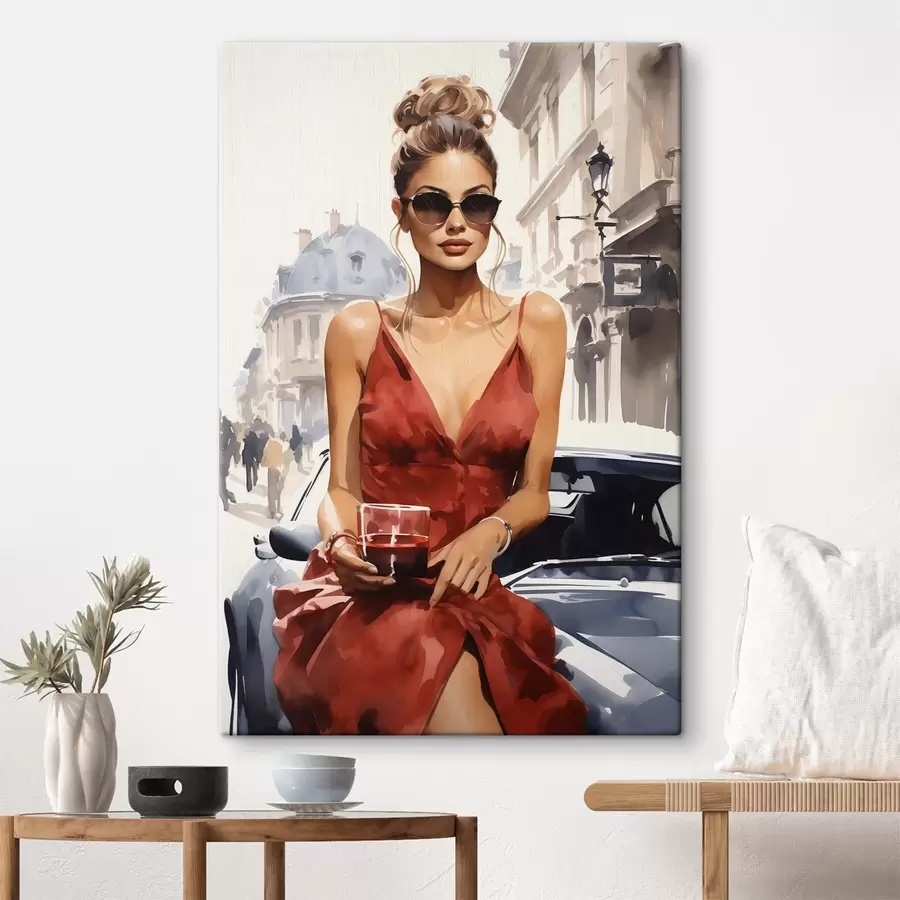 Wandbilder „Woman in Red“ von Convertible s50745