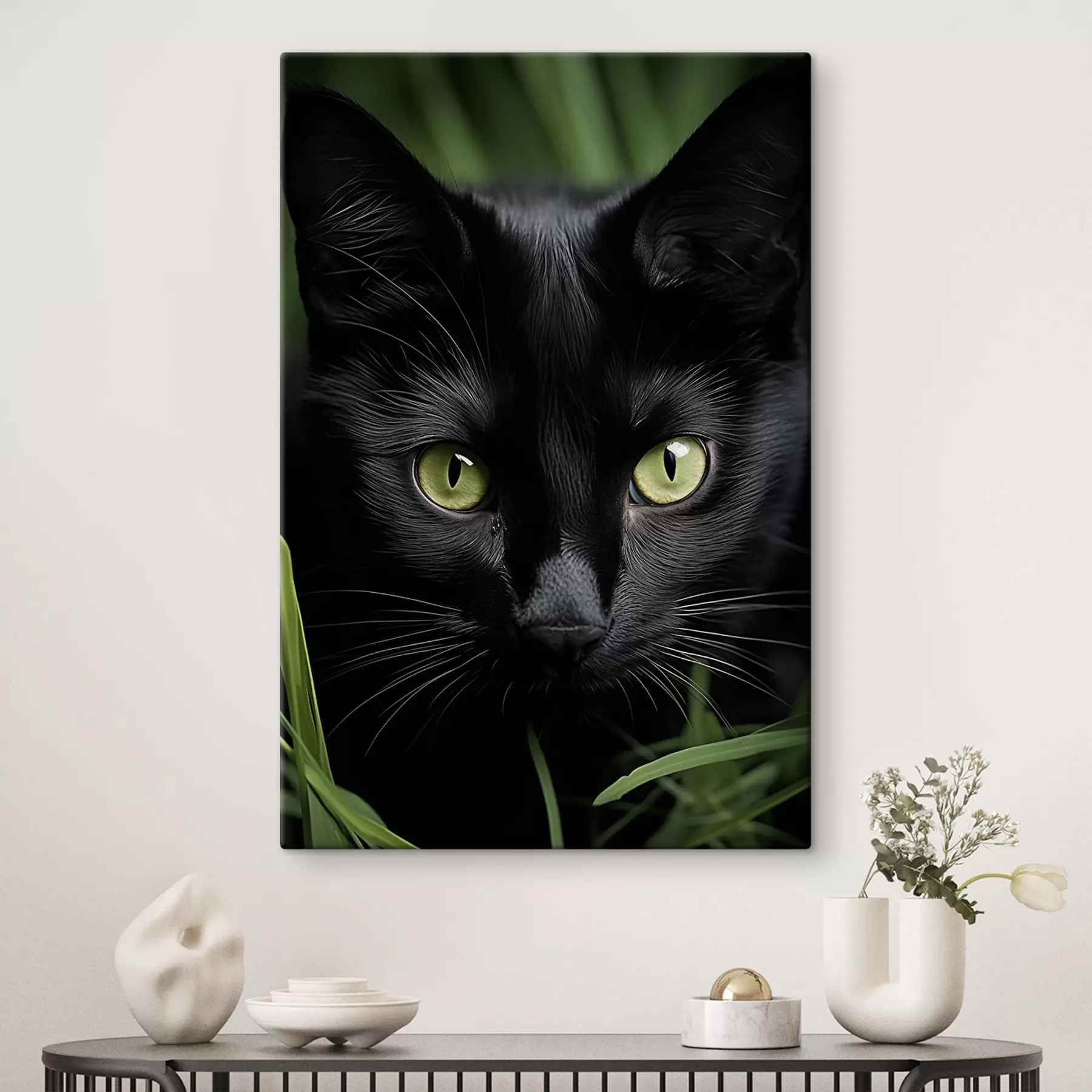 Wandbilder Der Blick der schwarzen Katze in den Tropen s50761