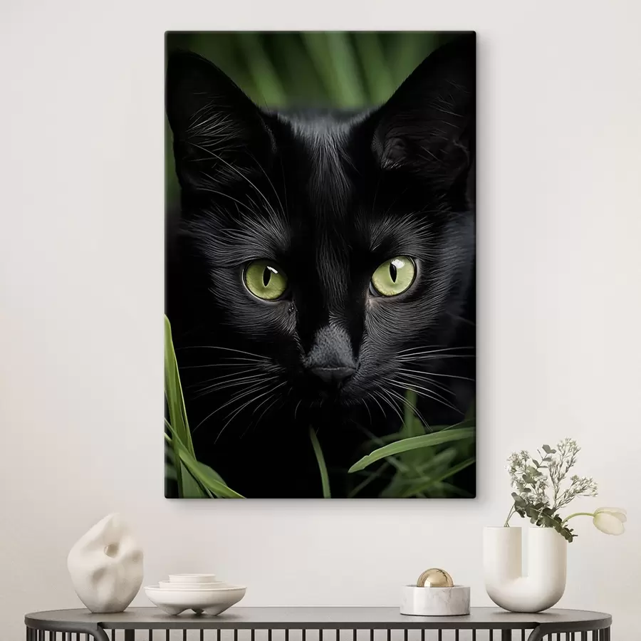 Wandbilder Der Blick der schwarzen Katze in den Tropen s50761