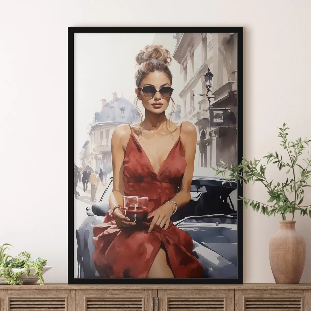Poster „Woman in Red“ von Convertible f50745