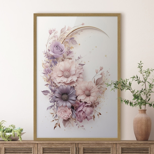 Poster Violetter Halbmond mit Pfingstrosen, Posters Blumen und Pflanzen, f50760wo : Uwalls