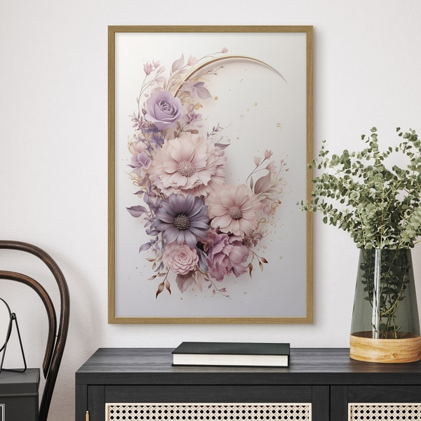 Poster Violetter Halbmond mit Pfingstrosen, Posters Blumen und Pflanzen, f50760wo : Uwalls