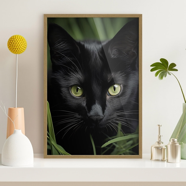 Poster Der Blick der schwarzen Katze in den Tropen, Posters Insekten und Tiere, f50761wo : Uwalls