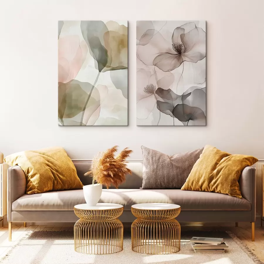 Fototapete Zarte Pastellfarben mit botanischen Motiven m31003