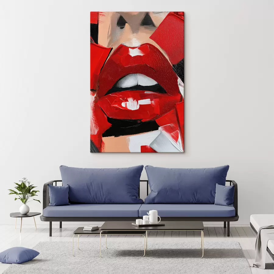 Wandbilder Rote Lippen, roter Lippenstift s50897
