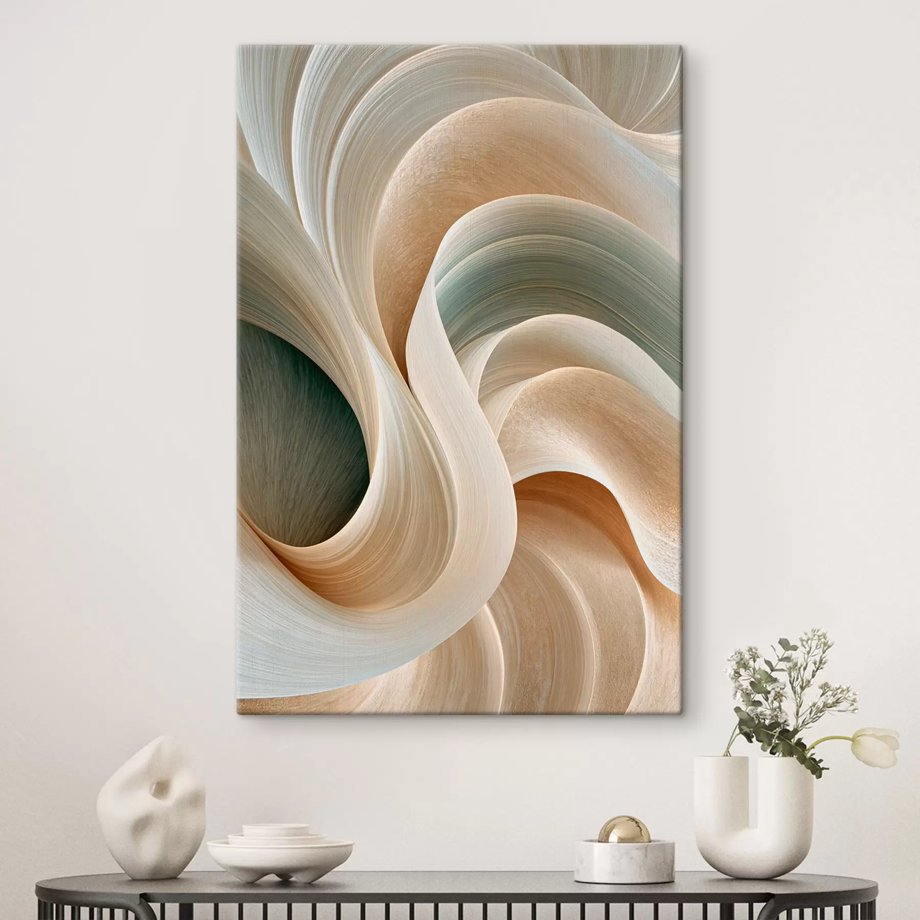 Wandbilder Ströme in Creme und Salbei s50856