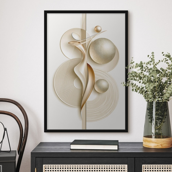 Poster Elegante abstrakte Figur mit Kugeln, Posters Abstraktion, f50859bk : Uwalls