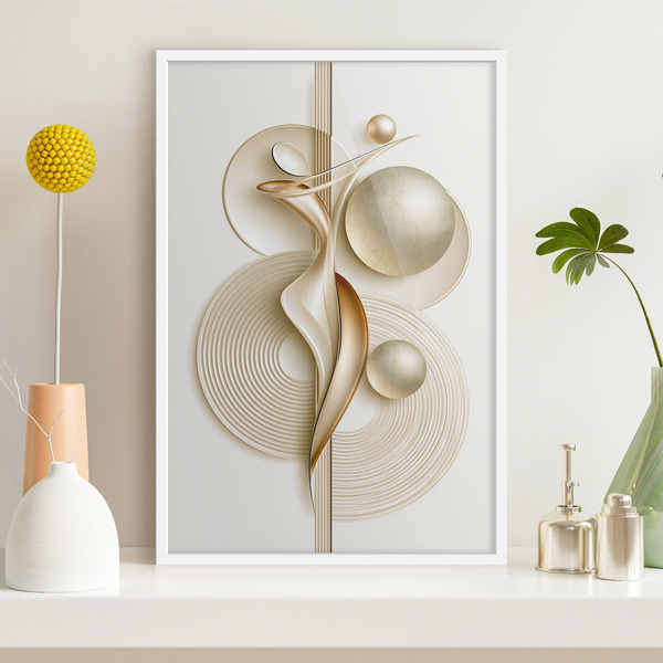 Poster Elegante abstrakte Figur mit Kugeln, Posters Abstraktion, f50859wh : Uwalls