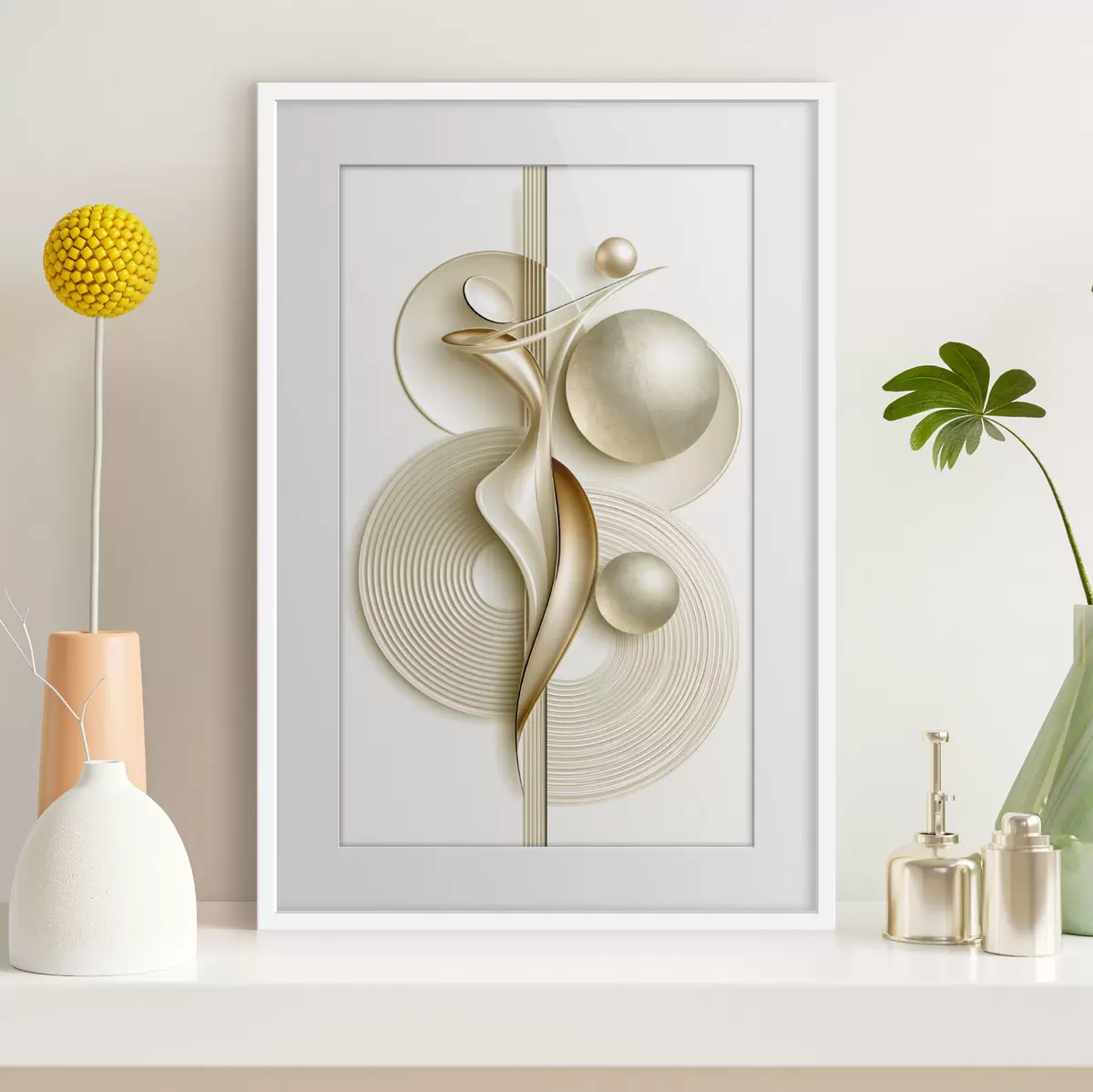 Poster Elegante abstrakte Figur mit Kugeln f50859