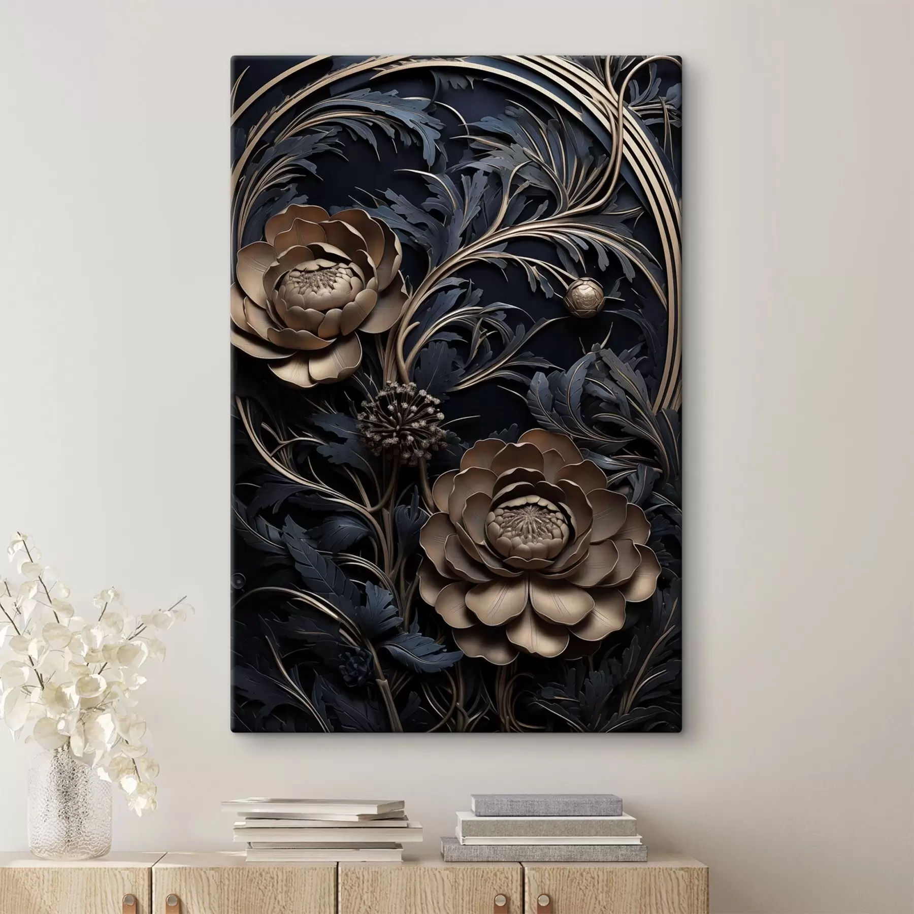 Wandbilder Reliefverzierung aus Bronze mit Blumen s50918
