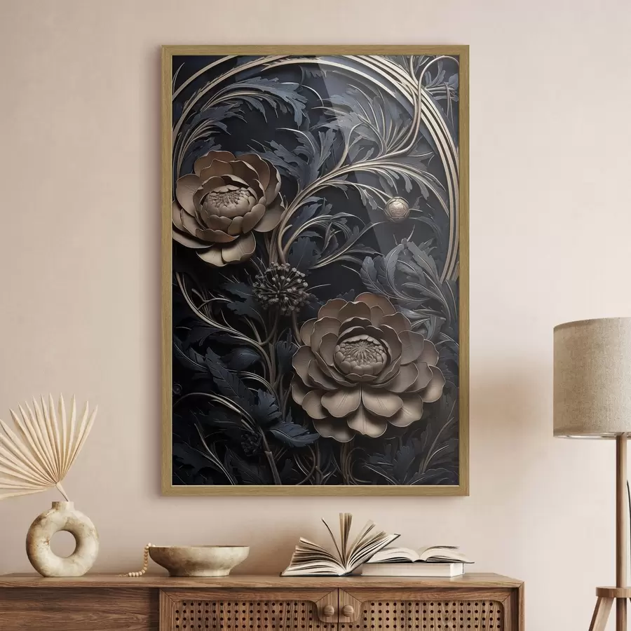 Fototapete Reliefverzierung aus Bronze mit Blumen f50918