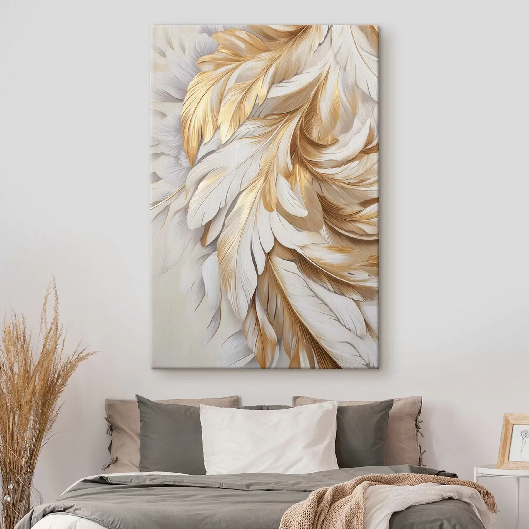 Wandbilder Schwung goldener Federn s50969