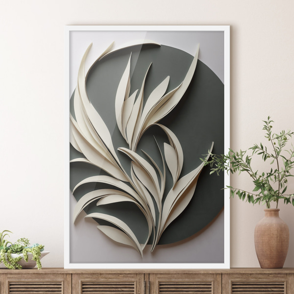Poster Abstrakte Blätter vor grünem Hintergrund, mit vielschichtigen Texturen und Schatten, Posters Natur, f50975wh : Uwalls