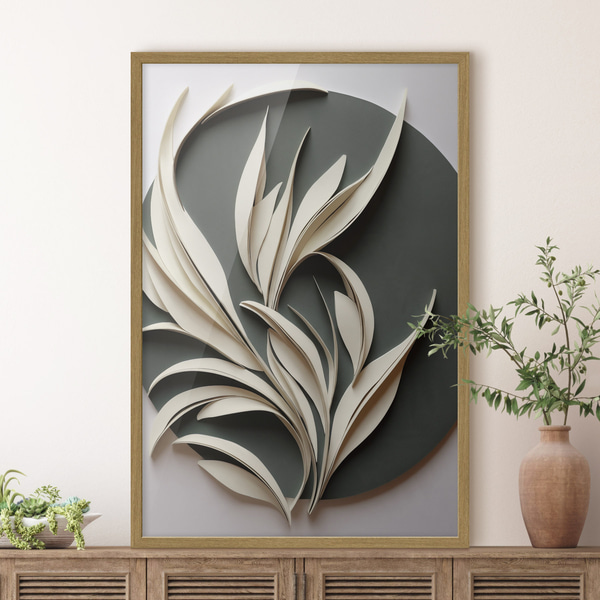 Poster Abstrakte Blätter vor grünem Hintergrund, mit vielschichtigen Texturen und Schatten, Posters Natur, f50975wo : Uwalls