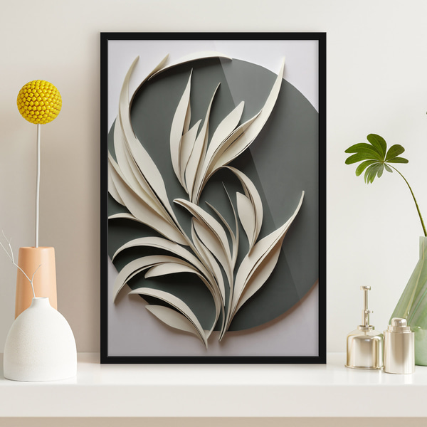 Poster Abstrakte Blätter vor grünem Hintergrund, mit vielschichtigen Texturen und Schatten, Posters Natur, f50975bk : Uwalls